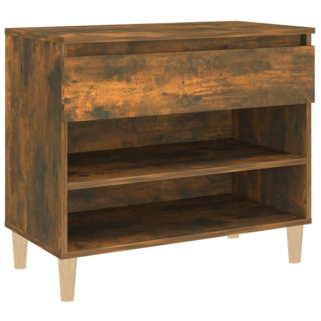 vidaXL Shoe Cabinet Smoked Oak 70x36x60 cm Engineered Wood 2