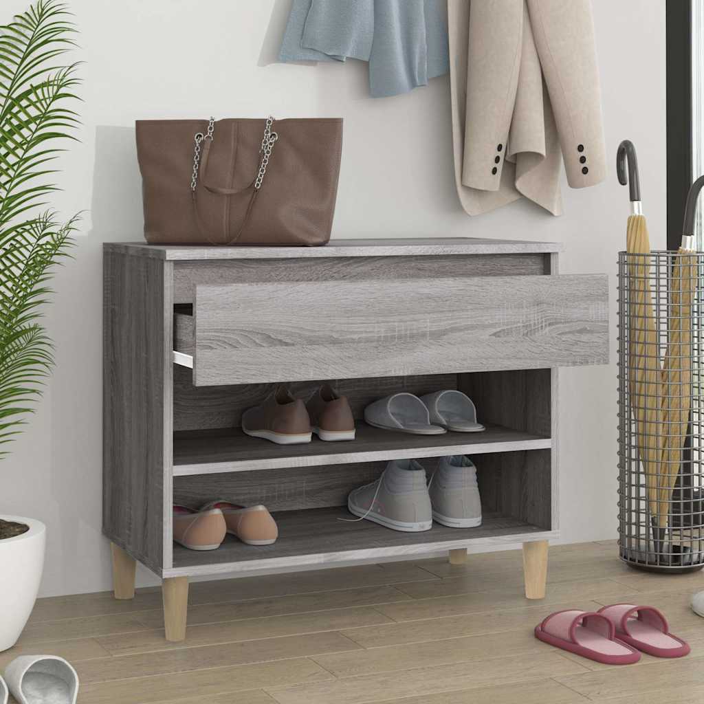 vidaXL Shoe Cabinet Grey Sonoma 70x36x60 cm Engineered Wood 3