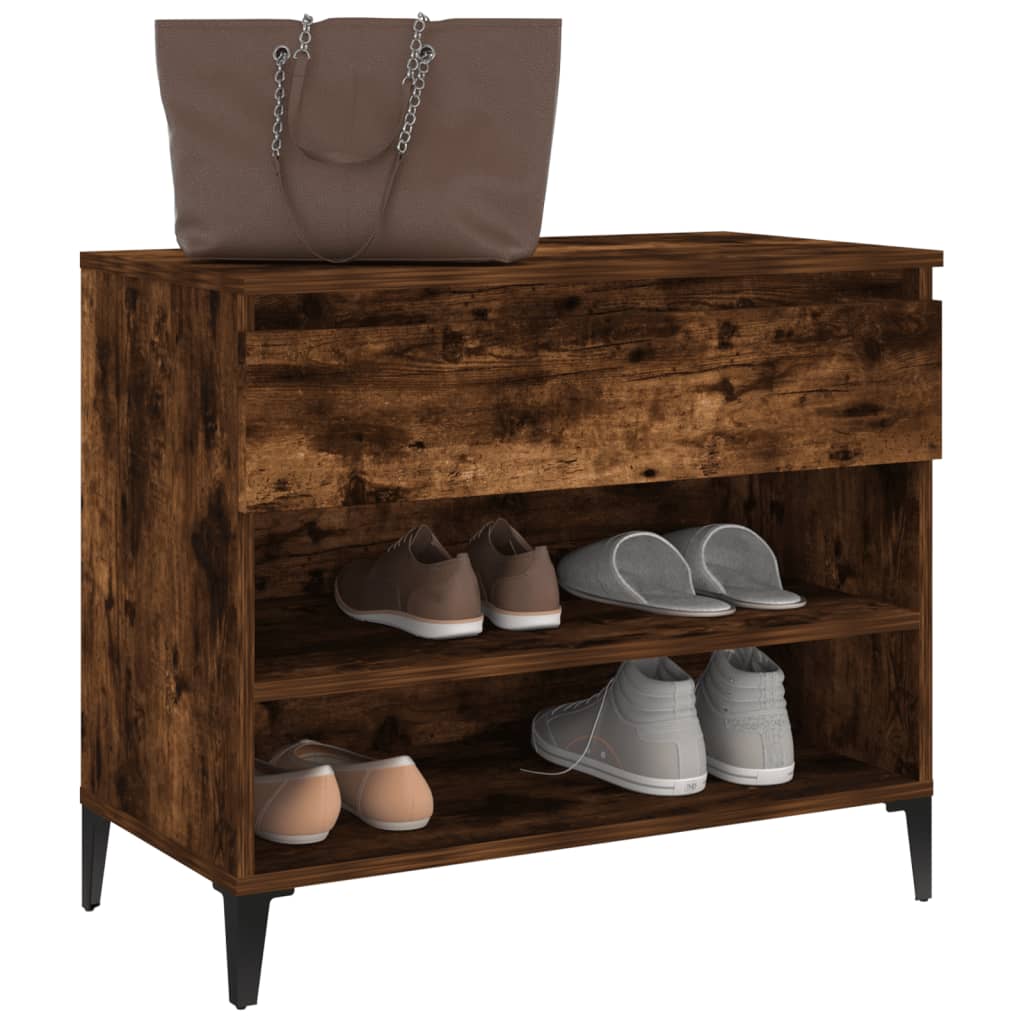 vidaXL Shoe Cabinet | Smoked Oak | Engineered Wood, Metal | 70x36x60 cm 4