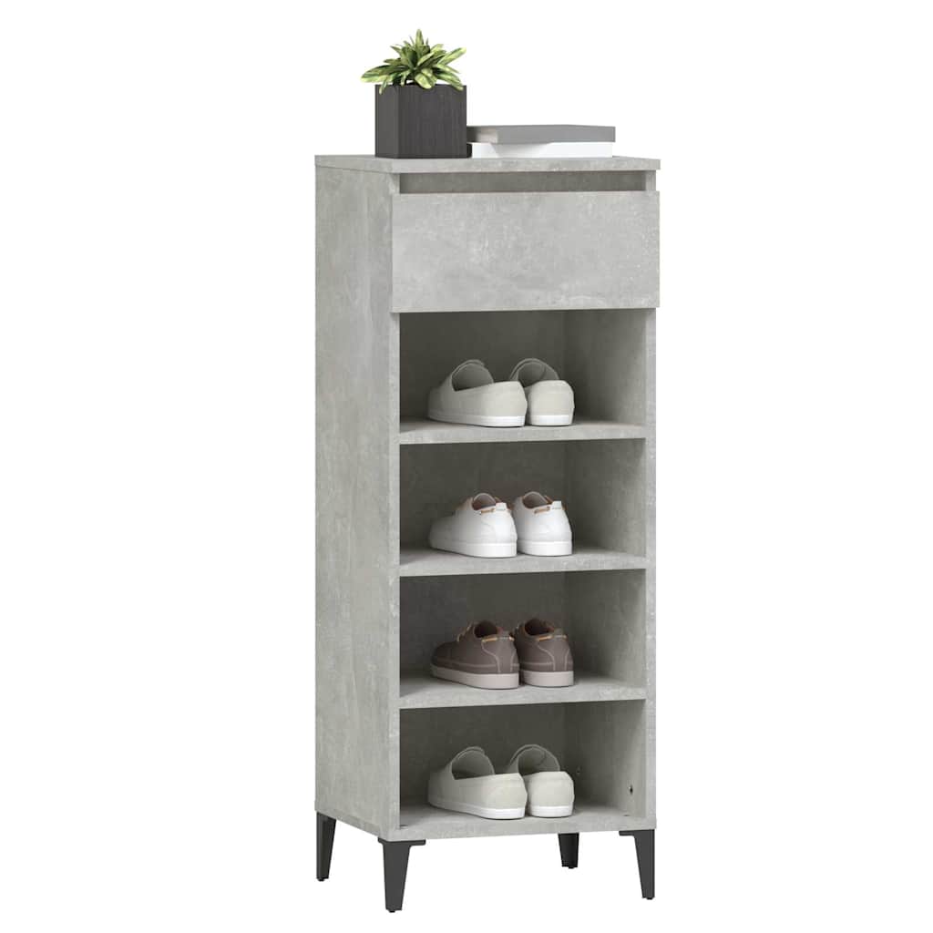 vidaXL Shoe Rack Concrete Grey 40x36x105 cm Engineered Wood 4