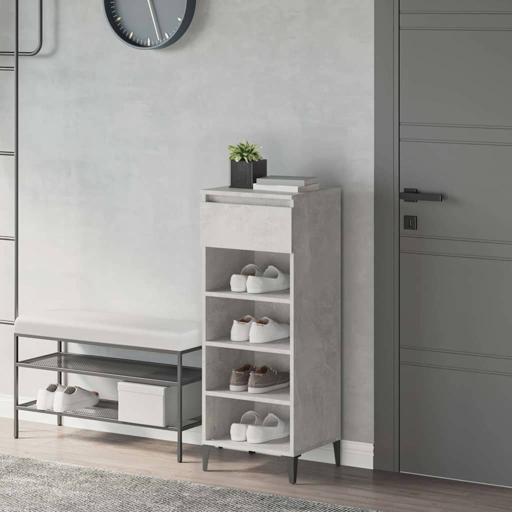 vidaXL Shoe Rack Concrete Grey 40x36x105 cm Engineered Wood 1