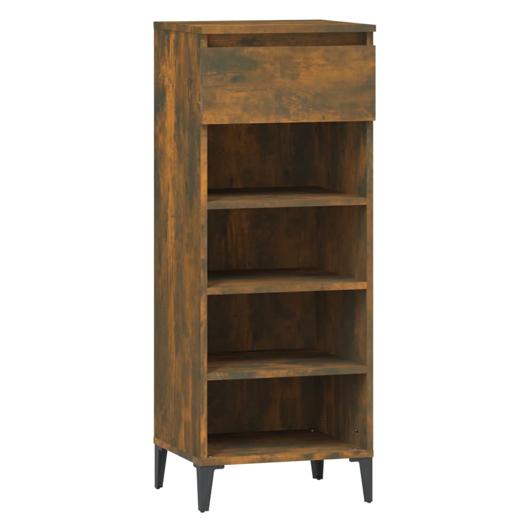 vidaXL Shoe Rack Smoked Oak 40x36x105 cm Engineered Wood 2
