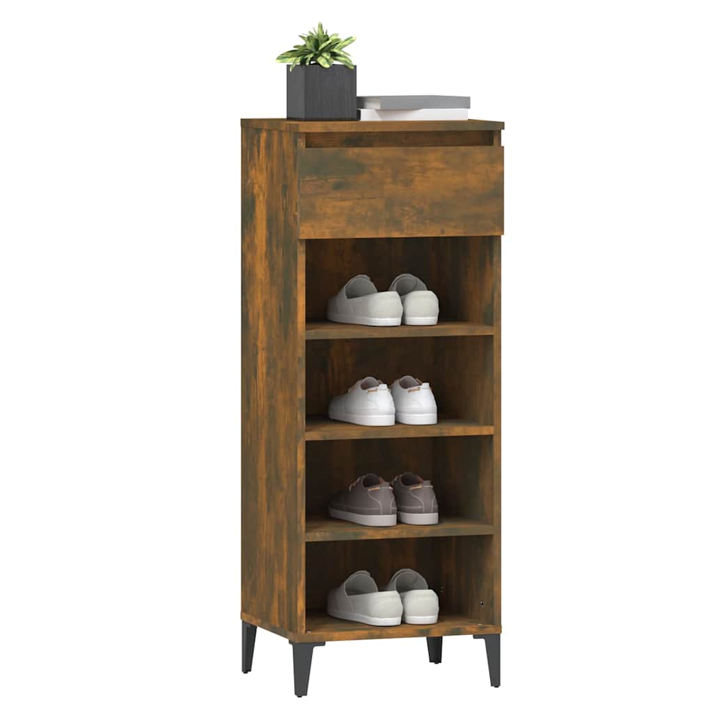 vidaXL Shoe Rack Smoked Oak 40x36x105 cm Engineered Wood 4