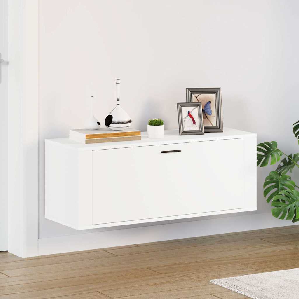 vidaXL Wall Shoe Cabinet White 100x35x38 cm Engineered Wood 1