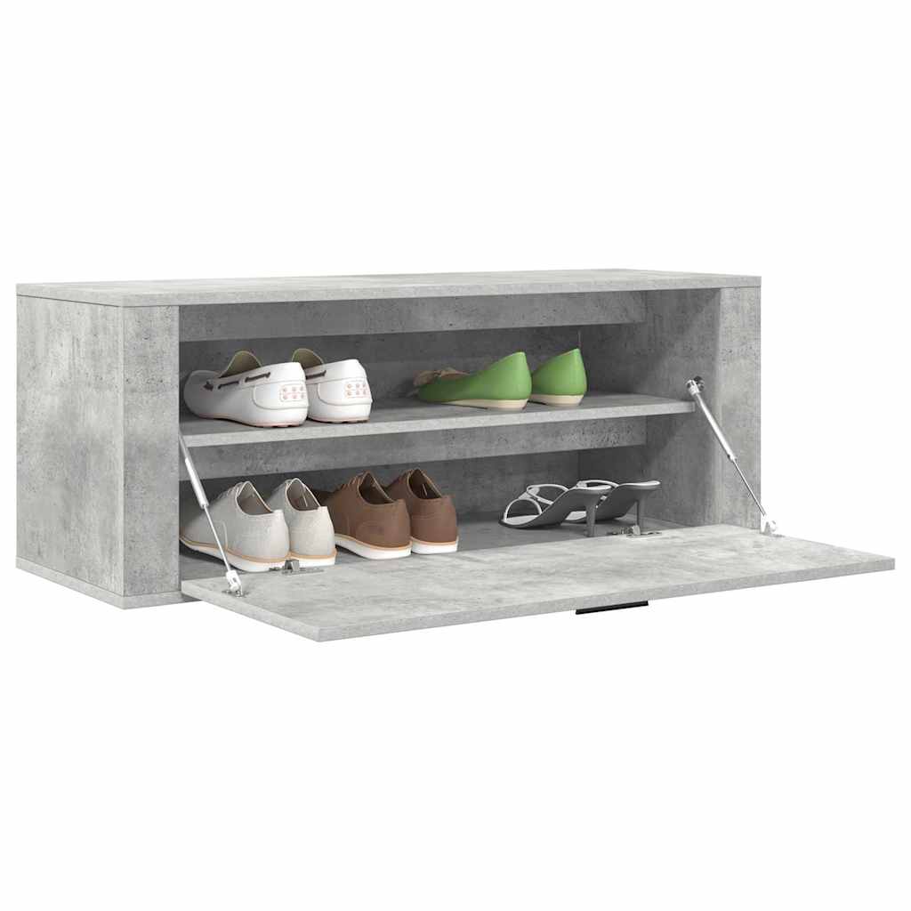 vidaXL Wall Shoe Cabinet Concrete Grey 100x35x38 cm Engineered Wood 4