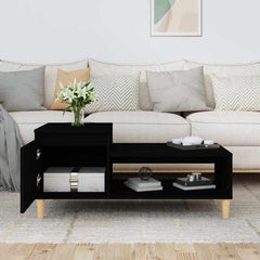 vidaXL Coffee Table Black 100x50x45 cm Engineered Wood 3