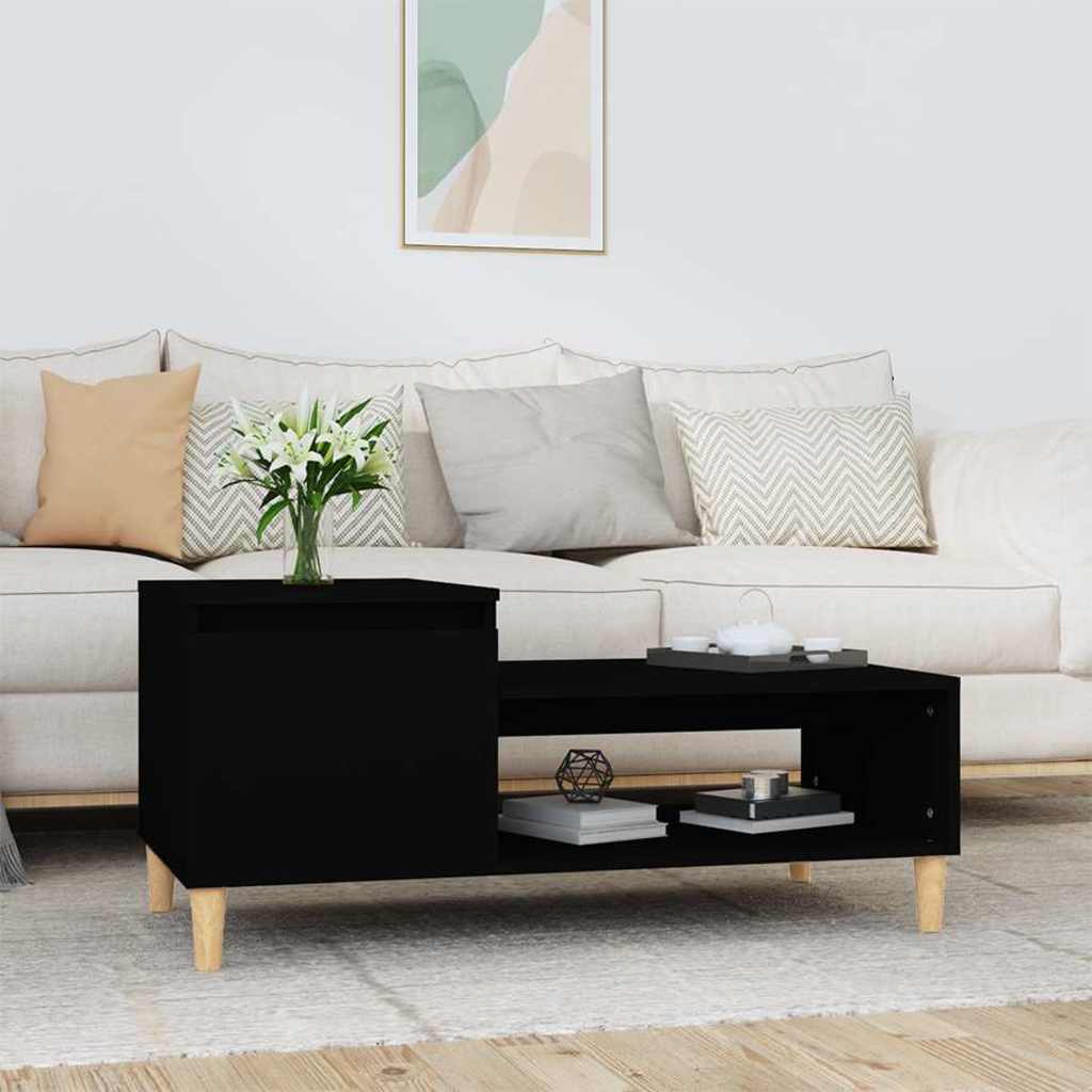 vidaXL Coffee Table Black 100x50x45 cm Engineered Wood 1