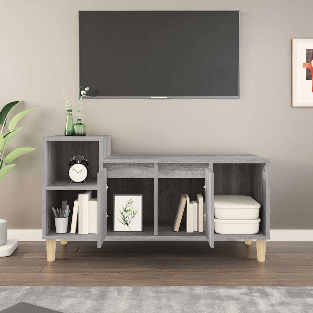 vidaXL TV Cabinet Grey Sonoma 100x35x55 cm Engineered Wood 3