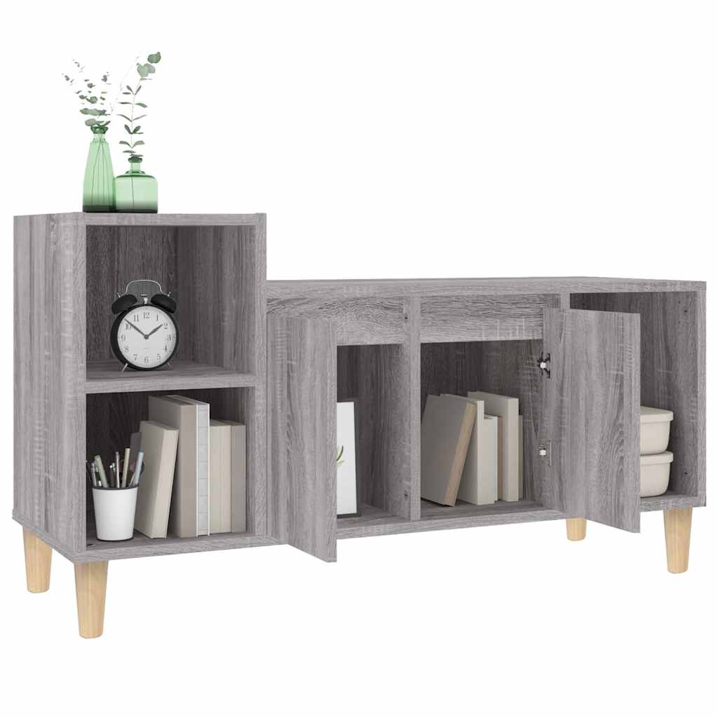 vidaXL TV Cabinet Grey Sonoma 100x35x55 cm Engineered Wood 4