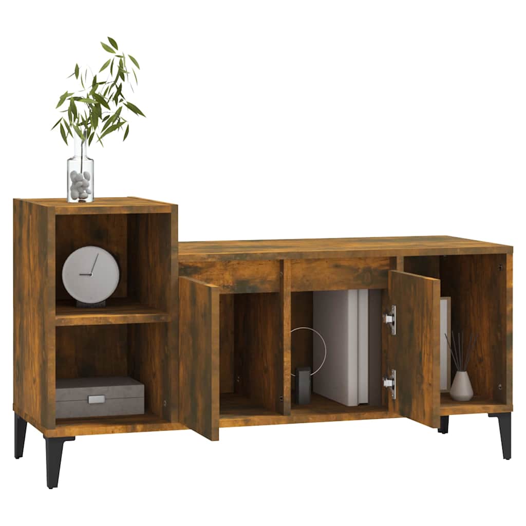 vidaXL TV Cabinet Smoked Oak 100x35x55 cm Engineered Wood 4