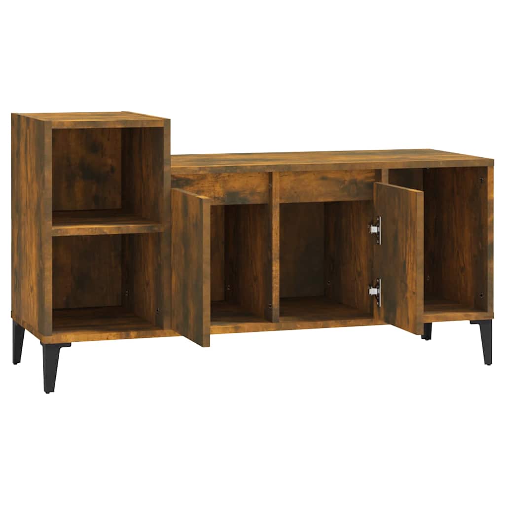 vidaXL TV Cabinet Smoked Oak 100x35x55 cm Engineered Wood 6