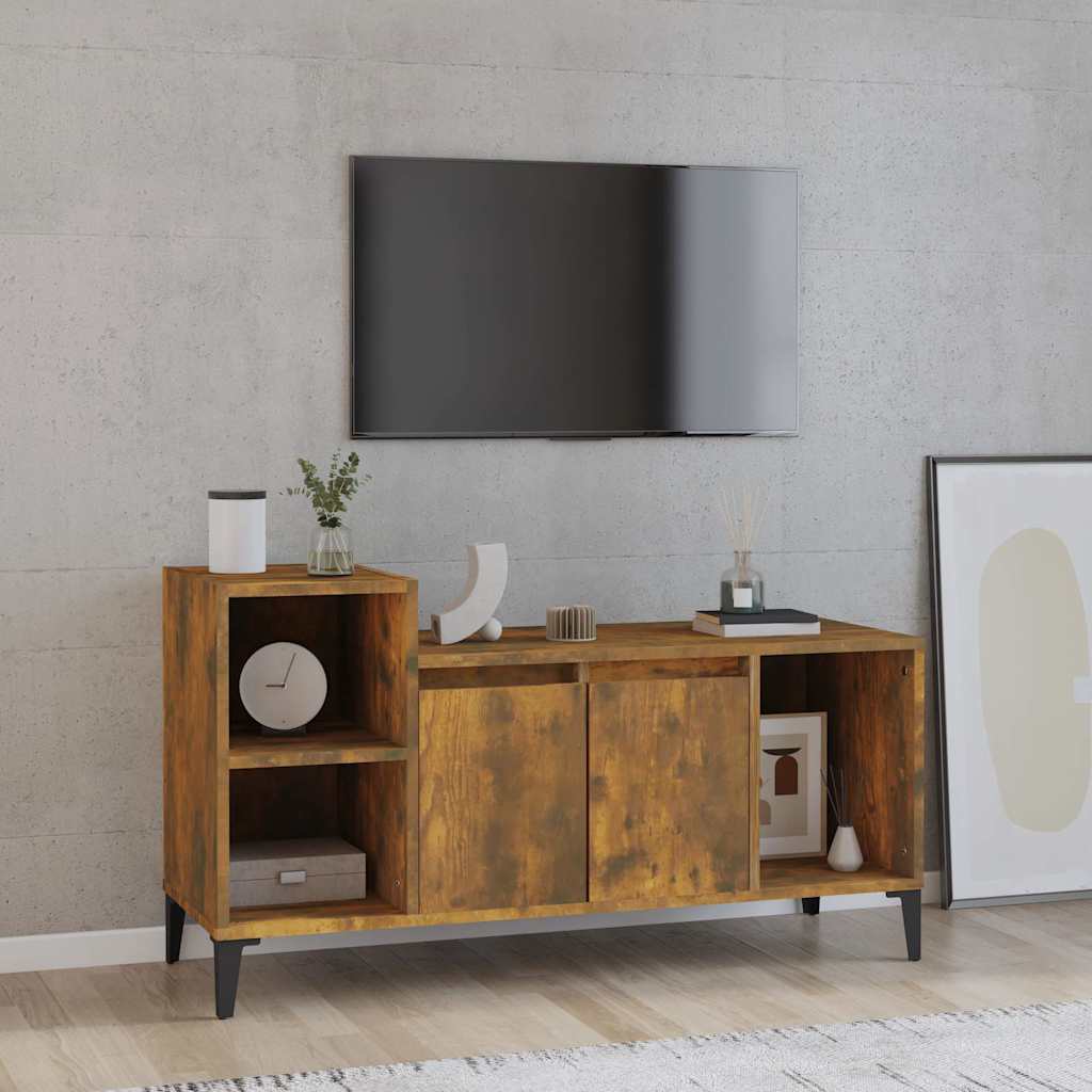 vidaXL TV Cabinet Smoked Oak 100x35x55 cm Engineered Wood 1