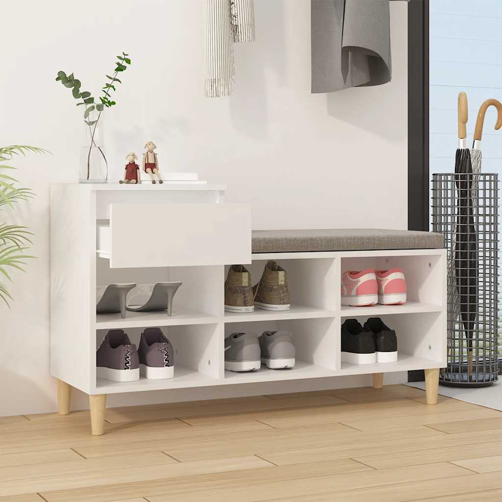 vidaXL Shoe Cabinet White 102x36x60 cm Engineered Wood 3