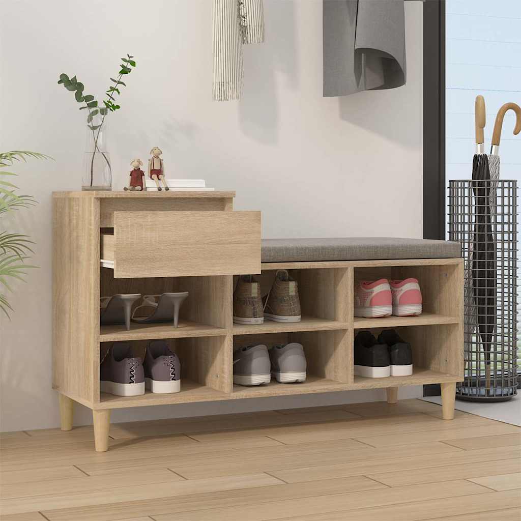 vidaXL Shoe Cabinet Sonoma Oak 102x36x60 cm Engineered Wood 3