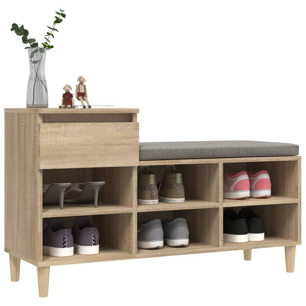 vidaXL Shoe Cabinet Sonoma Oak 102x36x60 cm Engineered Wood 4