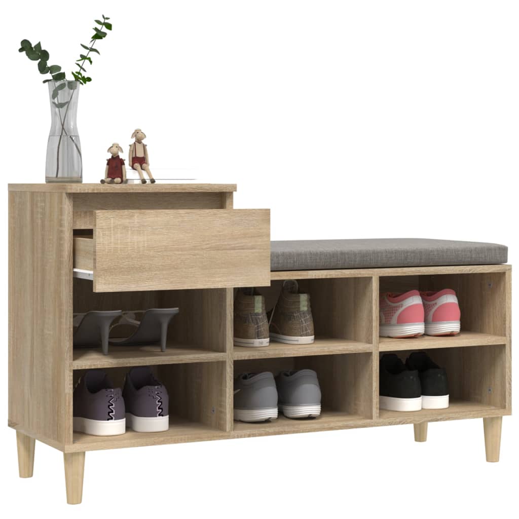 vidaXL Shoe Cabinet Sonoma Oak 102x36x60 cm Engineered Wood 5
