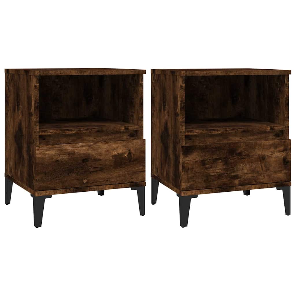 vidaXL Bedside Cabinets 2 pcs Smoked Oak 40x35x50 cm 2