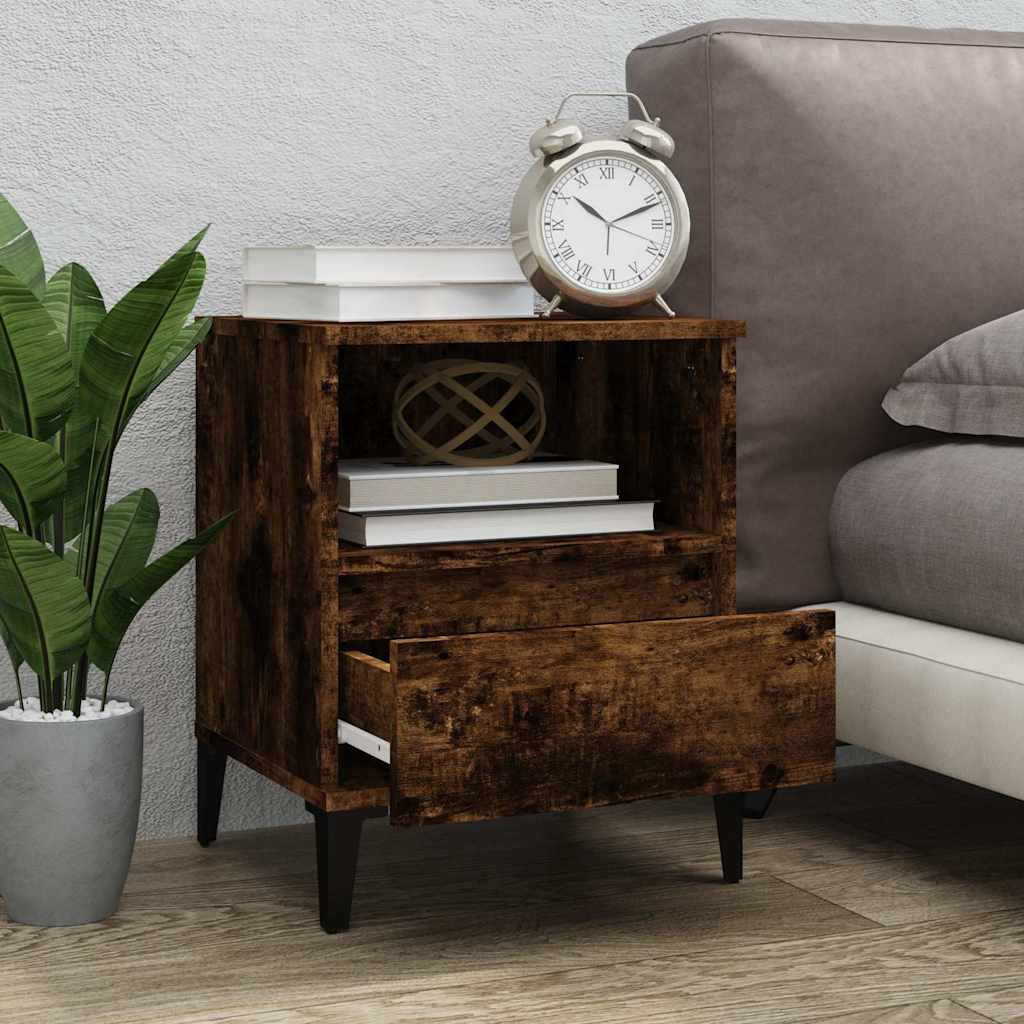 vidaXL Bedside Cabinets 2 pcs Smoked Oak 40x35x50 cm 3