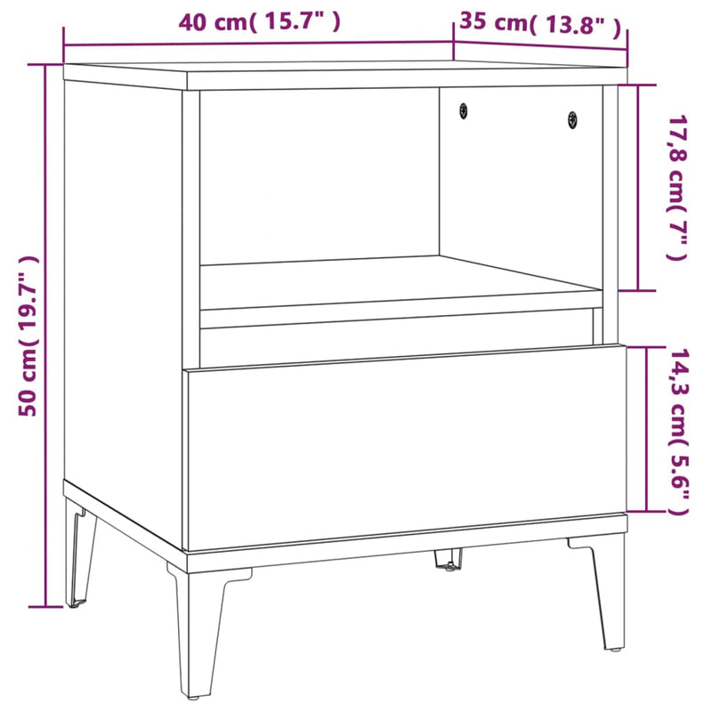 Bedside Cabinet Brown Oak 40x35x50 cm