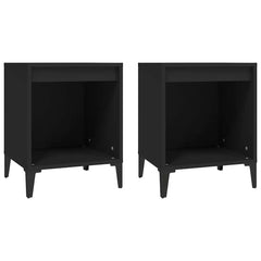 vidaXL Bedside Cabinet | Set of 2 | Black | Engineered wood, Metal | Medium 2