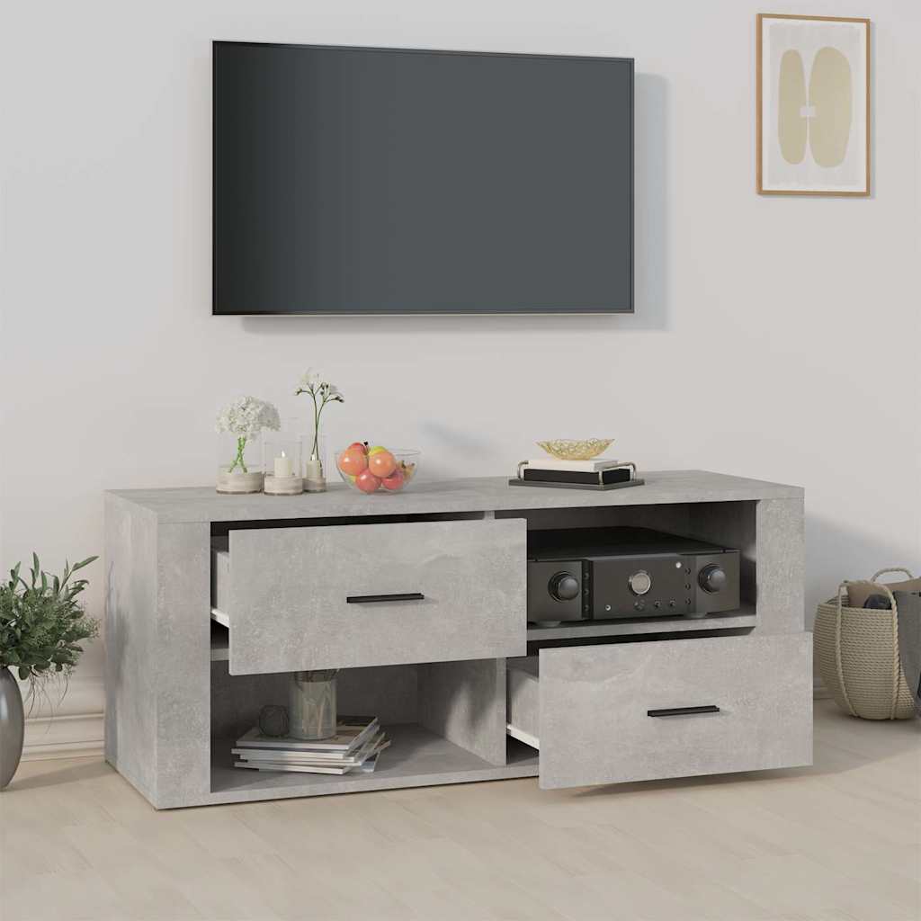 vidaXL TV Cabinet Concrete Grey 100x35x40 cm Engineered Wood 3