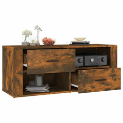 vidaXL TV Cabinet Smoked Oak 100x35x40 cm Engineered Wood 5