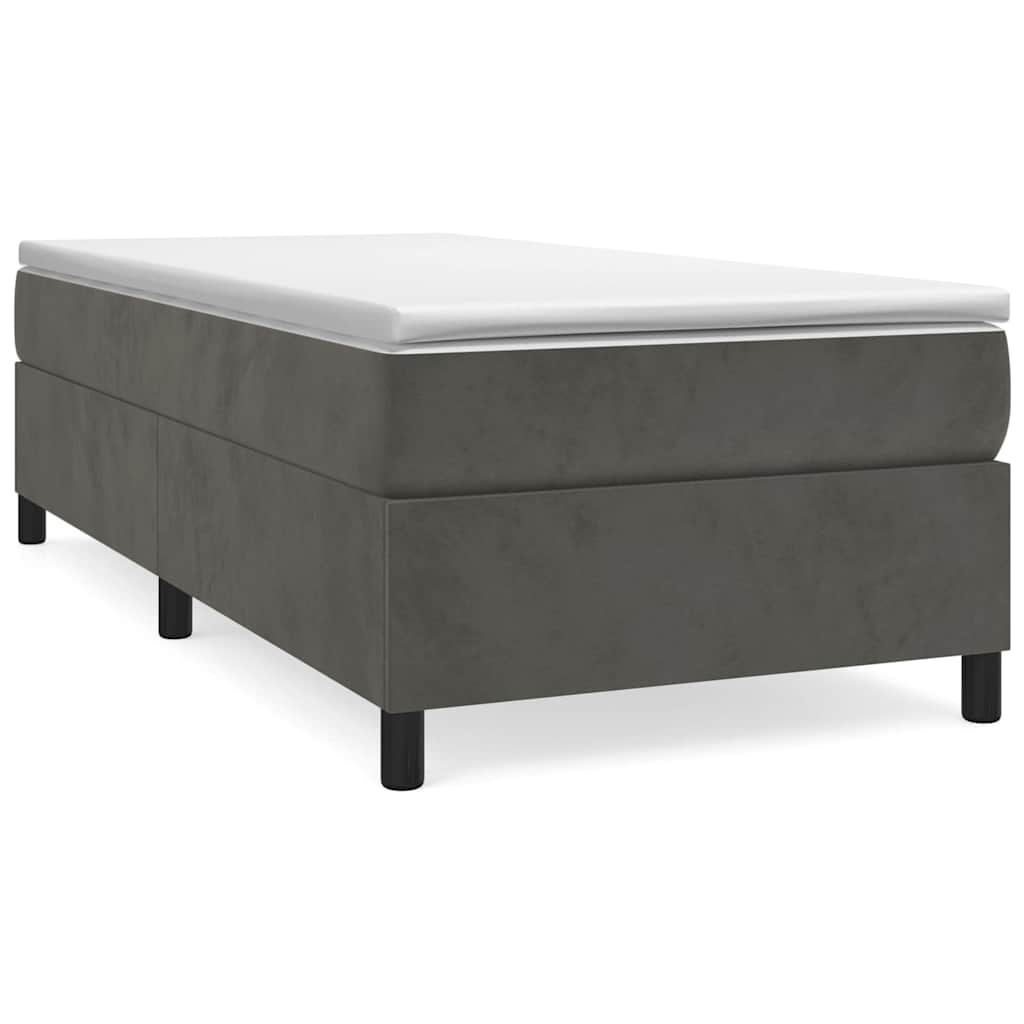 Box Spring Bed Frame Velvet Dark grey Twin XL