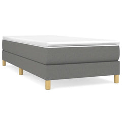 vidaXL Box Spring Bed Frame Dark Grey Single Fabric 2