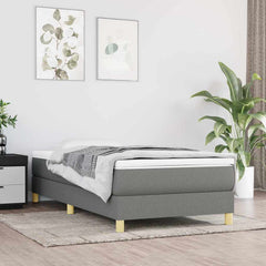 vidaXL Box Spring Bed Frame Dark Grey Single Fabric 1