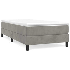vidaXL Box Spring Bed Frame Light Grey Single Velvet 2
