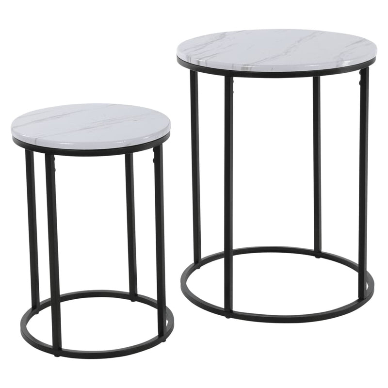 H&S Collection 2 Piece Side Table Set White