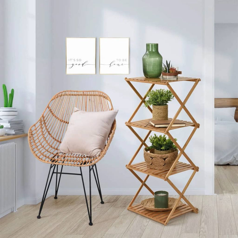 Home&Styling Folding Shelf 4-Tier Bamboo