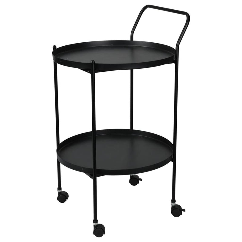 Home&Styling Side Table with Wheels 2-Tier Black