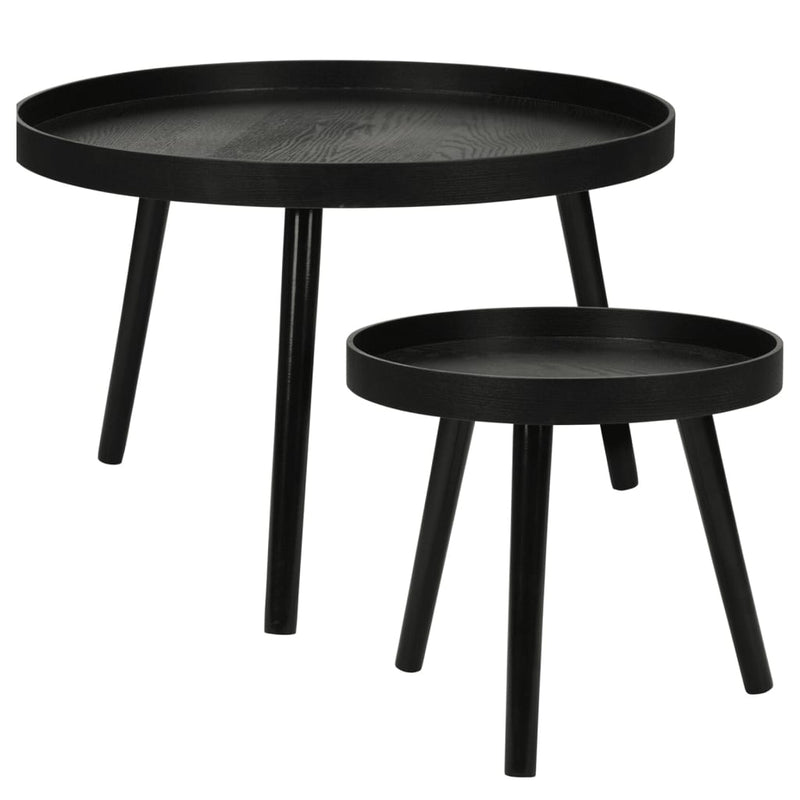 Home&Styling 2 Piece Side Table Set Round Black