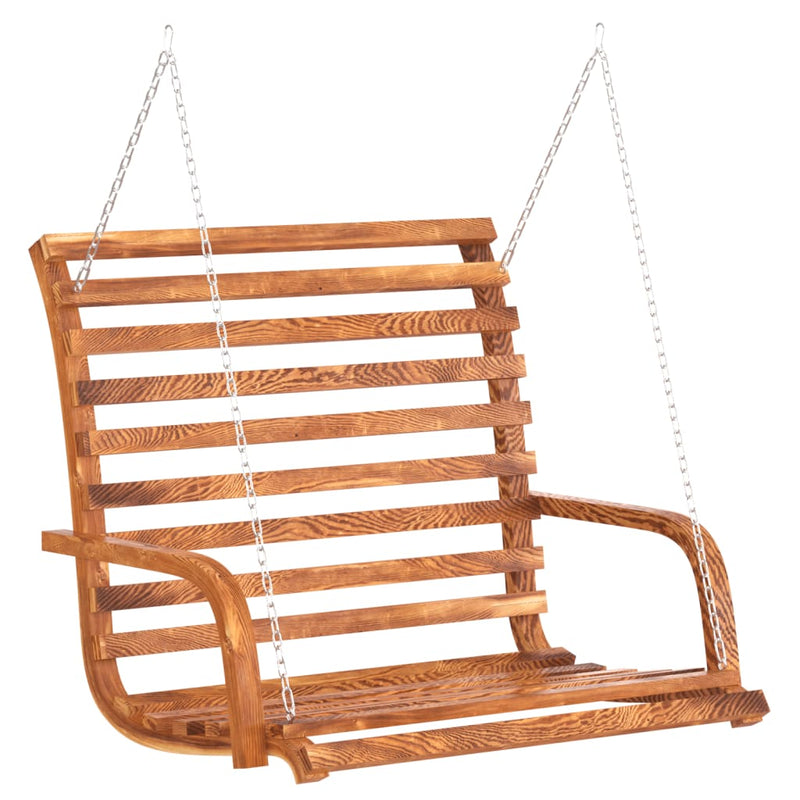 Swing Bench with Canopy Solid Wood Spruce with Teak Finish