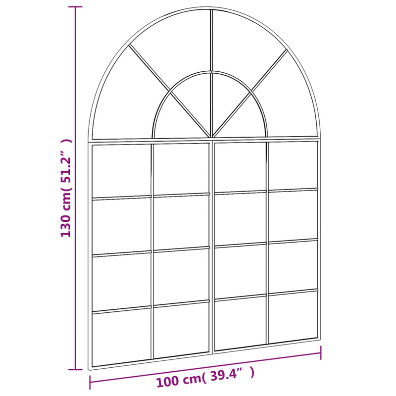 Wall Mirror Black 100x130 cm Arch Iron