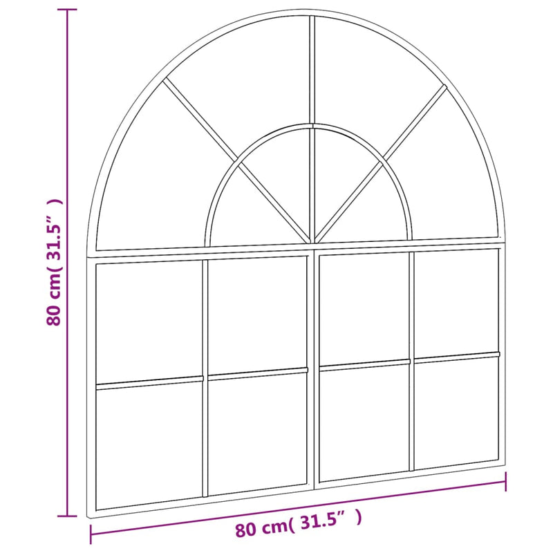 Wall Mirror Black 80x80 cm Arch Iron