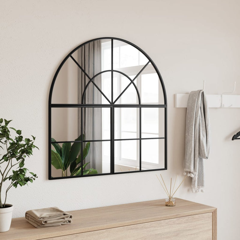 Wall Mirror Black 80x80 cm Arch Iron