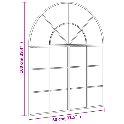 Wall Mirror Black 80x100 cm Arch Iron