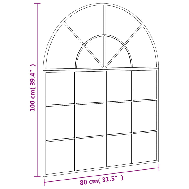 Wall Mirror Black 80x100 cm Arch Iron