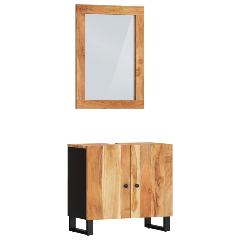 Juego de muebles de baño de 2 piezas de madera maciza de acacia