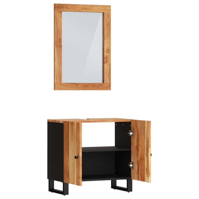 Juego de muebles de baño de 2 piezas de madera maciza de acacia