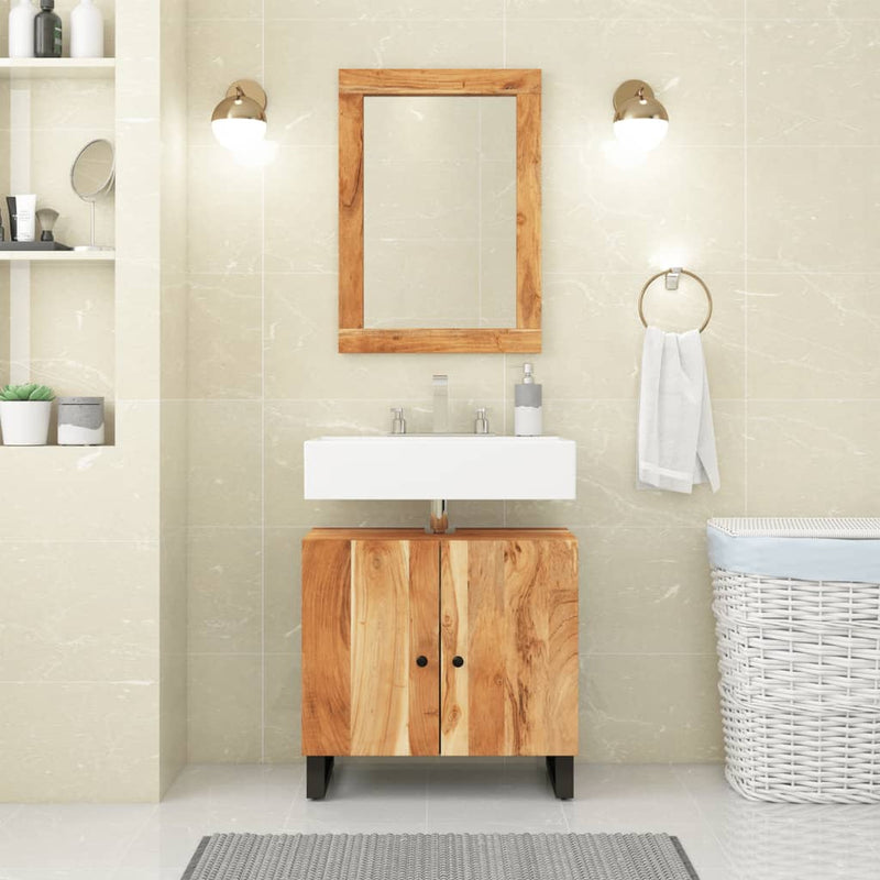 Juego de muebles de baño de 2 piezas de madera maciza de acacia