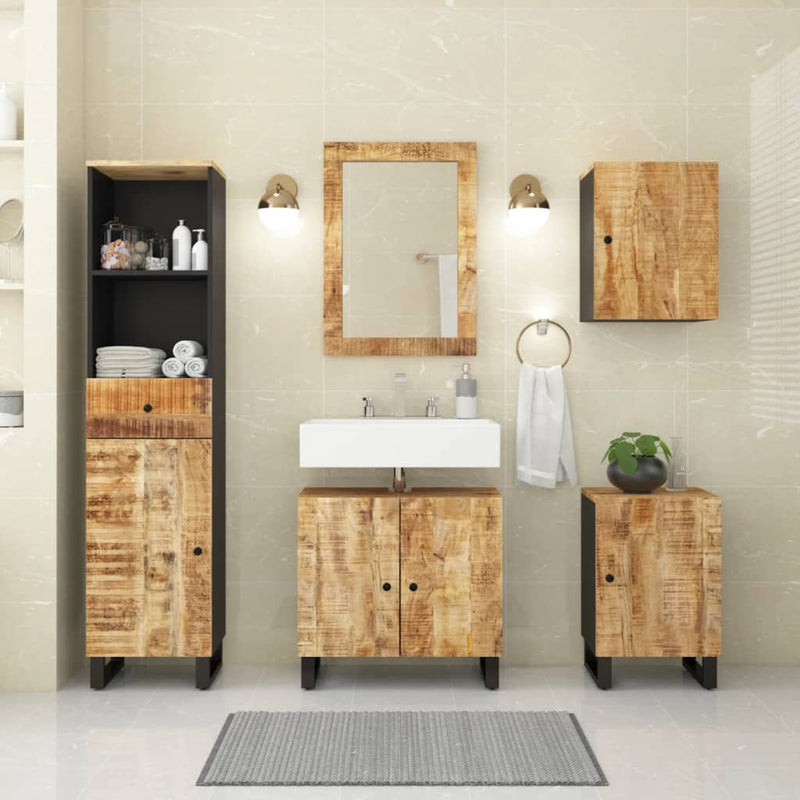 5 Piece Bathroom Furniture Set Solid Wood Mango