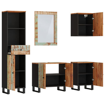 5 Piece Bathroom Furniture Set Solid Wood Reclaimed