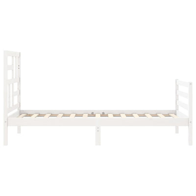 Bed Frame with Headboard White Small Single Solid Wood