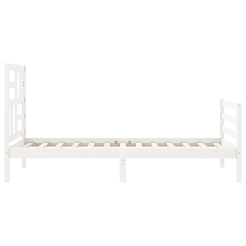 Bed Frame with Headboard White Small Single Solid Wood