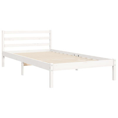 Bed Frame with Headboard White Small Single Solid Wood