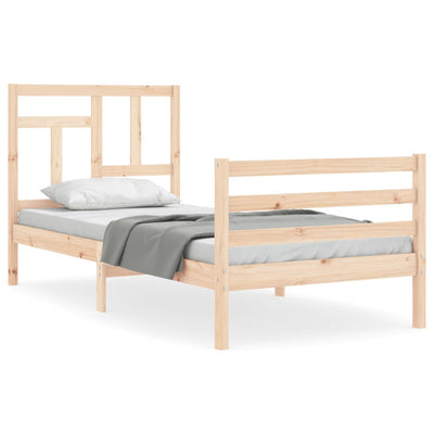 Bed Frame with Headboard Small Single Solid Wood