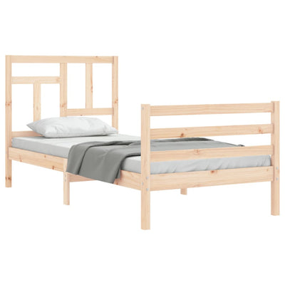 Bed Frame with Headboard Small Single Solid Wood